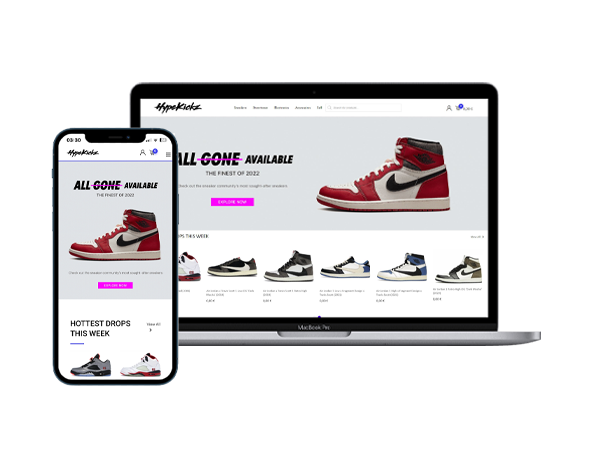 Ein vollständiges Webdesign-Projekt - der Sneaker Marktplatz hypekickz.de